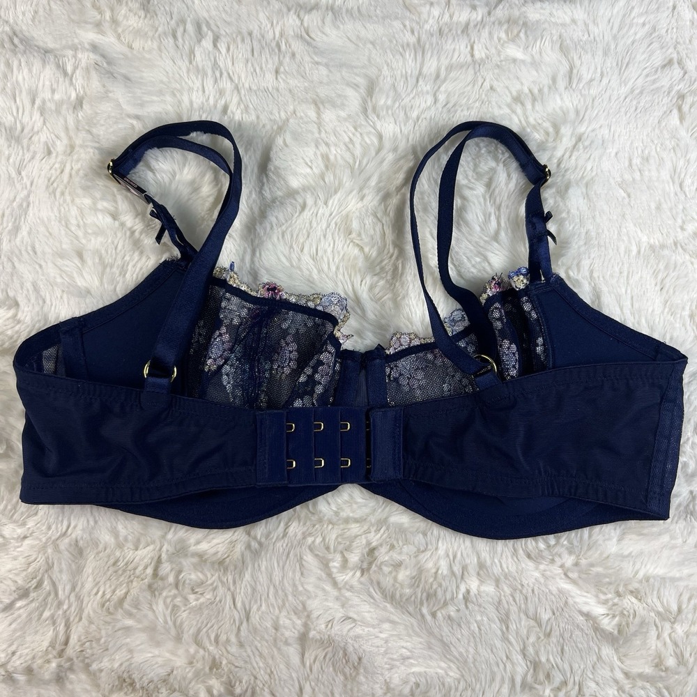 Victoria Secret Dream Angels Wicked Unlined Balconette Bra 32DD Blue Mesh NWT - Picture 2 of 6